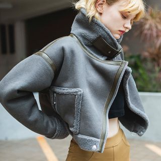 JUEMI Seam Tape Short Mouton Jacket グレーの通販 by m's shop|ラクマ