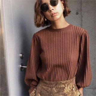 アメリヴィンテージ(Ameri VINTAGE)のAmeri♡retro puff mini knit＊brw(ニット/セーター)