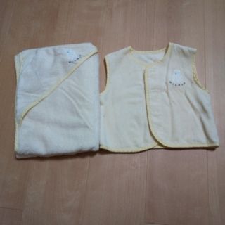 ホットマン バスタオル ベスト セット おくるみ イエロー 美品(おくるみ/ブランケット)