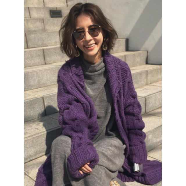 Ameri VINTAGE ✨ BIG CABLE KNIT COAT - カーディガン