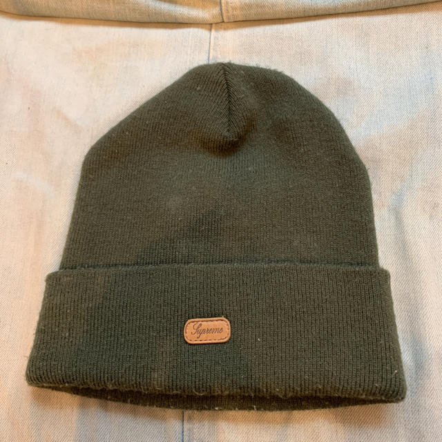 SUPREME Leather Patch Beanie ビーニー ニット-