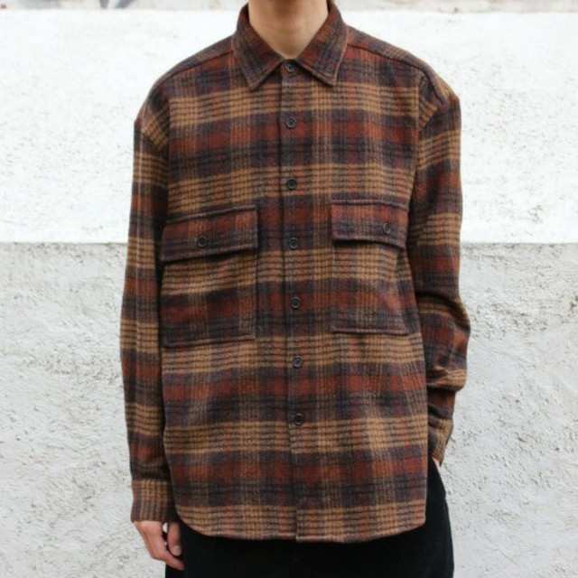 EVAN KINORI 19AW Wool Gauze Check