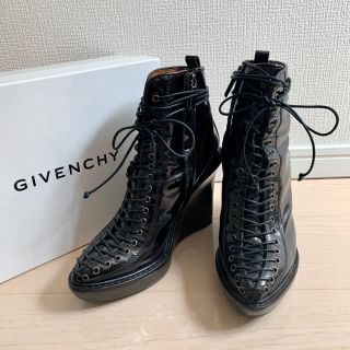 ジバンシィ(GIVENCHY)の値下✨ジバンシィ　ブーティー　編上げ　ブラック 38 ブーツ(ブーティ)