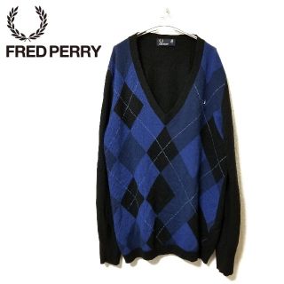 フレッドペリー(FRED PERRY)のカシミヤ FRED PERRY フレッドペリー アーガイル柄 春ニット 黒(ニット/セーター)