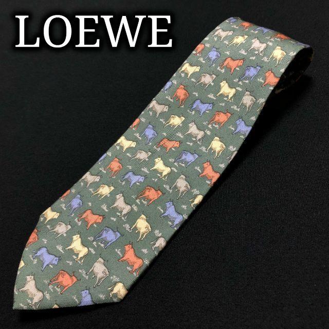 LOEWE(ロエベ)のロエベ バッファロー グリーン ネクタイ A102-V10 メンズのファッション小物(ネクタイ)の商品写真