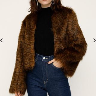 スライ(SLY)のSLY   FUR OVER CROPPED COATレオパードファージャケット(毛皮/ファーコート)