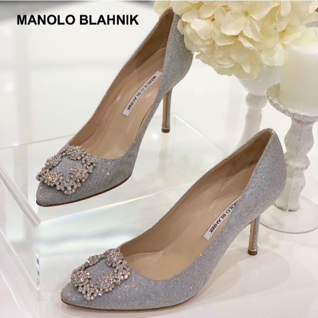 MANOLO BLAHNIK(マノロブラニク)の1362 美品 マノロブラニク ハンギシ グリッター パンプス レディースの靴/シューズ(ハイヒール/パンプス)の商品写真