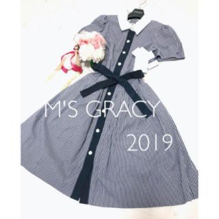 エムズグレイシー(M'S GRACY)のM'S GRACY❀*2019 タグ付き✨ストライプボーダーワンピース💕(ひざ丈ワンピース)