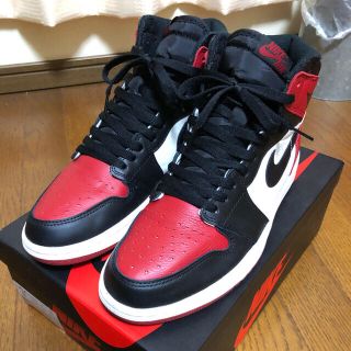 ナイキ(NIKE)のNIKE AIR JORDAN1 つま赤　bred toe 27cm US9(スニーカー)