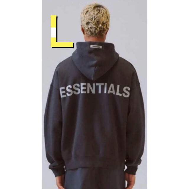 FOG Essentials エッセンシャルズパーカー ブラック×シルバー L www