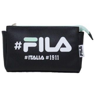 フィラ(FILA)のFILA フィラ ポーチ 化粧ポーチ ハッシュタグ 三角型 合皮★ブラック新品(ポーチ)