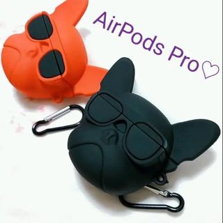 アップル(Apple)のAirpodsProケース　フレンチブルドッグ　ブラック　(モバイルケース/カバー)