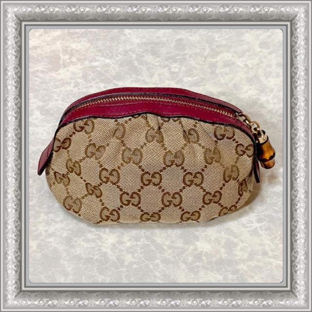 Gucci(グッチ)のGUCCI グッチ ポーチ GGキャンバス バンブー 246174 ベージュ レディースのファッション小物(ポーチ)の商品写真