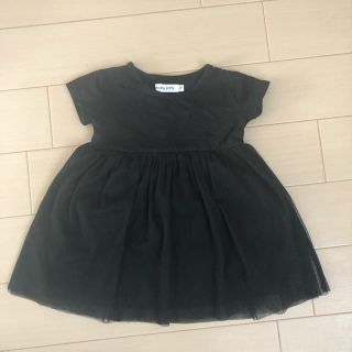 プチバトー(PETIT BATEAU)のbirthday party ブラックワンピース 70cm(ワンピース)