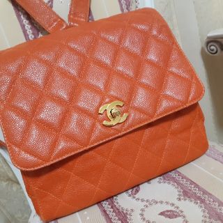 シャネル(CHANEL)のRYUStile様ご専用/CHANEL CCマーク2個付きオレンジ(リュック/バックパック)