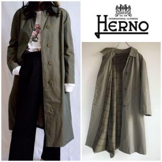 HERNO ヘルノ【42/XL】イタリア製 ロングコート ステンカラー 毛シルク