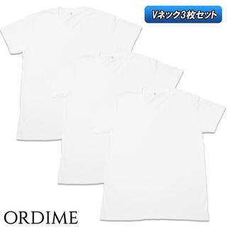 【SALE】3枚 無地 Ｔシャツ Ｖネック ホワイト 白100％綿 厚手 半袖(Tシャツ/カットソー(半袖/袖なし))