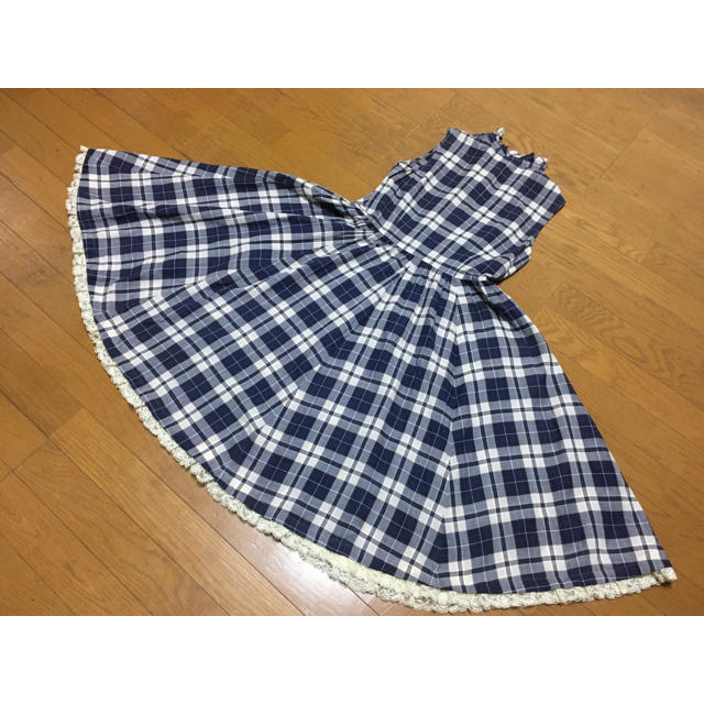 定価45,000円!完売ロイスクレヨンチェックローズ刺繍ワンピースM