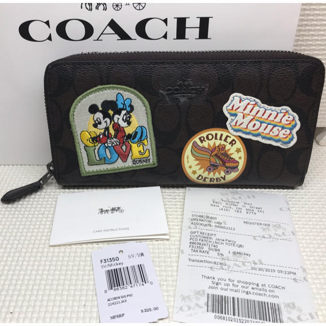 【新品未使用】COACH コーチ長財布 ミニーマウス ディズニーコラボ ブラウン