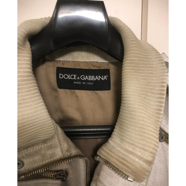 DOLCE&GABBANAドルチェ&ガッバーナホワイトレザーブルゾンサイズ50 メンズのジャケット/アウター(レザージャケット)の商品写真