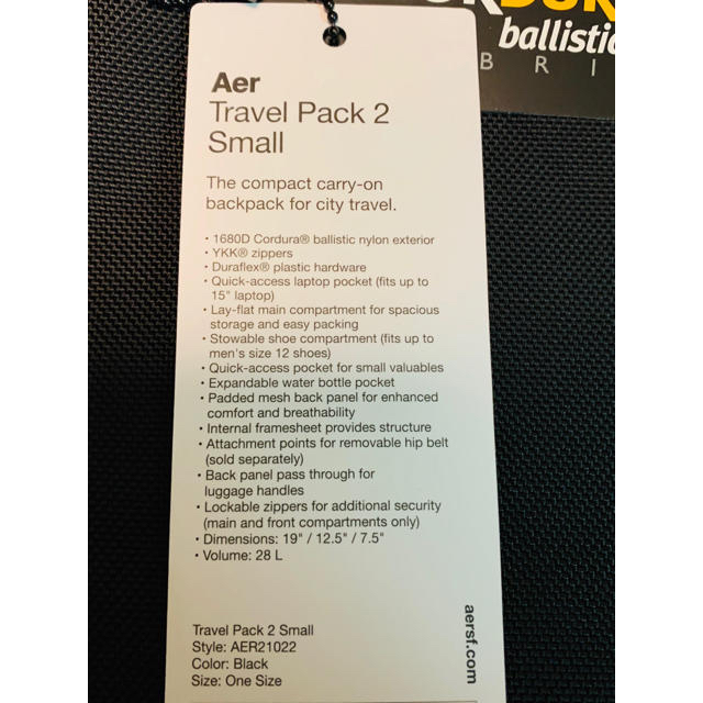 新品未使用 Aer travel pack 2 small