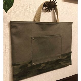 カーキ色11号帆布レッスンバッグ〈ポケット付き〉【10%引き❗️】(バッグ/レッスンバッグ)