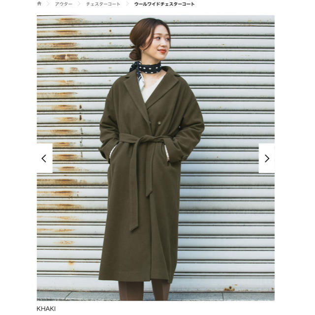 URBAN RESEARCH DOORS(アーバンリサーチドアーズ)のウールワイドチェスターコート KHAKI レディースのジャケット/アウター(チェスターコート)の商品写真