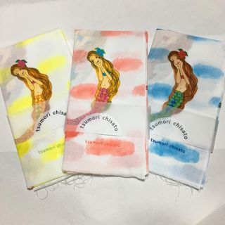 ツモリチサト(TSUMORI CHISATO)の新品 ツモリチサト 手ぬぐい 人魚 3枚セット マーメイド 海 お祭り ゆかた(ハンカチ)