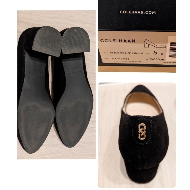 Cole Haan(コールハーン)の値下《美品》コールハーン スエード パンプス チャンキーヒール 黒 レディースの靴/シューズ(ハイヒール/パンプス)の商品写真