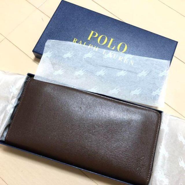 新品 ポロ ラルフローレン カウレザー ラウンドジップ 二つ折りウォレット 財布