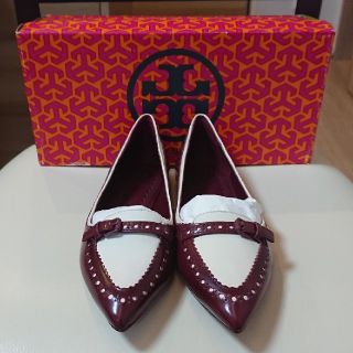 トリーバーチ(Tory Burch)のトリーバーチ TORY BURCH コンビシューズ ワイン フラット(バレエシューズ)