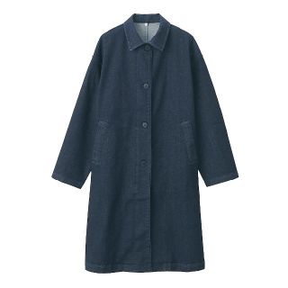 ムジルシリョウヒン(MUJI (無印良品))の★最新★ 無印良品 ストレッチデニムコ－ト／ダークネイビー／Ｌ(ロングコート)