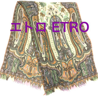 紫色未使用 美品 エトロ ETRO スカーフ シルク カシミヤ 送料無料 レア B柄