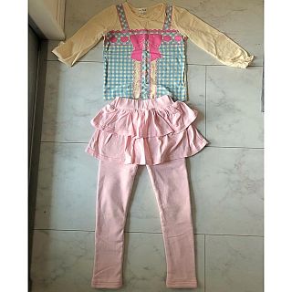 エニィファム(anyFAM)の子供服　フリル付きタイツ120 厚手ピンク　薄手シャツ110 n(Tシャツ/カットソー)