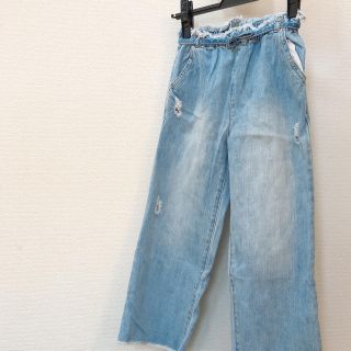 ザラキッズ(ZARA KIDS)のZARAkids ダメージワイドデニム　140サイズ(パンツ/スパッツ)