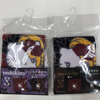 ハローキティ(ハローキティ)のYOSHIKITTY ヨシキティ ハンカチタオル　赤　黒　x japan(キャラクターグッズ)