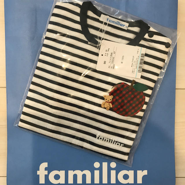 familiar(ファミリア)の❇︎ファミリア　ボーダーTシャツ　90 新品　未使用　タグ付き キッズ/ベビー/マタニティのキッズ服女の子用(90cm~)(Tシャツ/カットソー)の商品写真