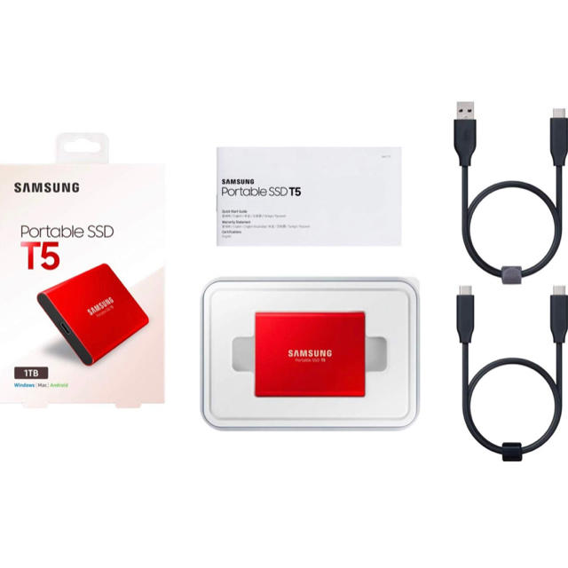 SAMSUNG(サムスン)の【新品未開封】SUMSUNG SSD T5 500GB  レッド スマホ/家電/カメラのPC/タブレット(PC周辺機器)の商品写真