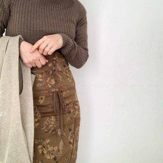 Ameri VINTAGE(アメリヴィンテージ)ののりまき様専用　VIOLET OBI SKIRT【brown】 レディースのスカート(ひざ丈スカート)の商品写真