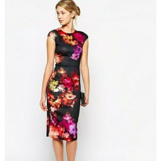 テッドベイカー(TED BAKER)のTED BAKER☆花柄タイトワンピ(ひざ丈ワンピース)