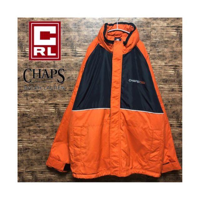チャップスラルフローレン 刺繍 ナイロンジャケット XL オレンジ×ネイビー