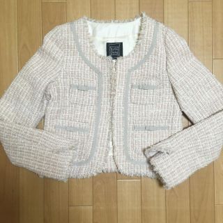 シンシアローリー(Cynthia Rowley)の【極美品】シンシアローリー　ツイードジャケット ノーカラージャケット(ノーカラージャケット)