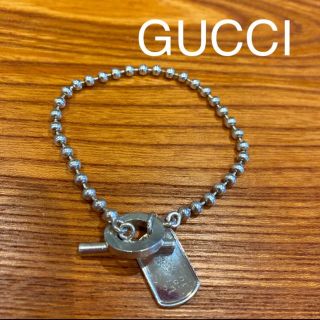 Gucci - ボールチェーンブレスレット グッチ プレート付き シルバー