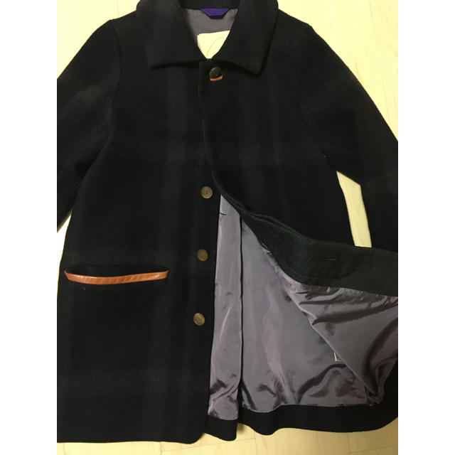 Aラインコート レディース 隠しボタン 皮のディテール 個性的 デザイン レディースのジャケット/アウター(ピーコート)の商品写真
