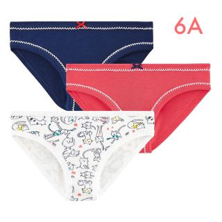 プチバトー(PETIT BATEAU)の新品未使用  プチバトー  カラー&プリント  ショーツ  3枚組  6ans(下着)