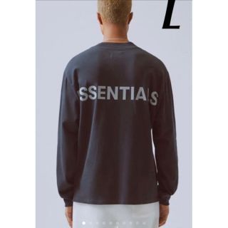 フィアオブゴッド(FEAR OF GOD)のエッセンシャルズ ロンT FOG 黒 リフレクティブ ロゴ ブラック L(Tシャツ/カットソー(七分/長袖))