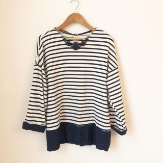 ザラ(ZARA)のZARA ♡ ビジュー付　ボーダートップス(カットソー(長袖/七分))