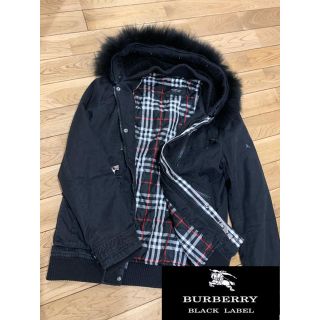 バーバリーブラックレーベル(BURBERRY BLACK LABEL)のバーバリー ブラックレーベル リアルファー ノバチェック  ジャケット(ダウンジャケット)