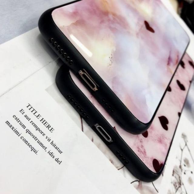 【iPhoneXR】ハート柄 大理石調 スマホ/家電/カメラのスマホアクセサリー(iPhoneケース)の商品写真