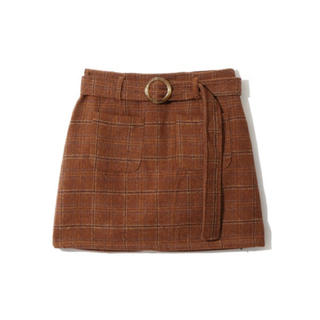 グレイル(GRL)のGRL ベルト付きチェック台形スカート ブラウン 人気 韓国ファッション(ミニスカート)